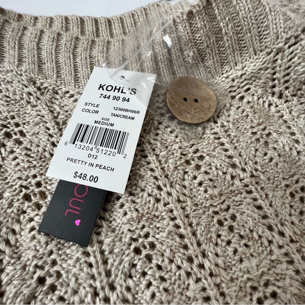 HeartSoul Y2K Knitted Crocheted Cap Sleeve Sand Color Button Sweater Dress SZ S - Picture 11 of 13